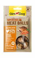 GimDog Superfood лакомство для собак мясные шарики из курицы с морковью и семенами льна