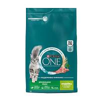 Сухой корм для взрослых кошек Purina ONE, живущих в домашних условиях, с высоким содержанием индейки и цельными злаками