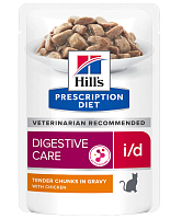 Hill's Prescription Diet i/d Digestive Care влажный диетический корм для кошек при расстройствах пищеварения, жкт, с Курицей (пауч)