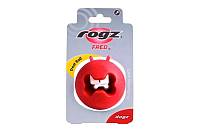 Rogz мяч пупырчатый с "зубами" для массажа десен с отверстием для лакомств FRED, 64 мм, красный