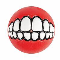 Игрушка для собак ROGZ Grinz M мяч с принтом "зубы" и отверстием для лакомства Красный - 64 мм