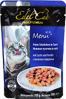 Edel Cat нежные кусочки лосось и форель в соусе, (пауч)