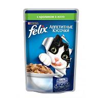 Влажный корм для кошек Felix аппетитные кусочки с кроликом, пауч