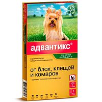 Bayer капли для собак мелких пород до 4 кг Адвантикс 40С от эктопаразитов, блох, клещей и комаров, 1 пипетка