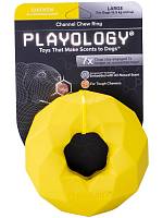 Игрушка для собак Playology хрустящее жевательное кольцо-многогранник CHANNEL CHEW RING с ароматом курицы, желтый