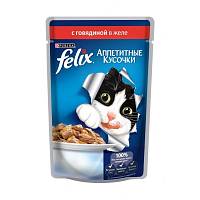 Влажный корм для кошек Felix аппетитные кусочки с говядиной, пауч