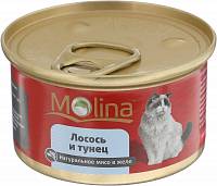 Консервы для кошек Molina лосось с тунцом в желе