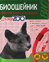 Доктор ZOO биоошейник для кошек и мелких собак от блох и клещей красный, 35 см