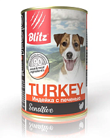 Blitz консервы для собак всех пород и возрастов с индейкой и печенью