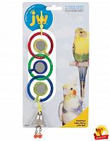 Игрушка для птиц JW, Triple Mirror With Bell Toy for birds, 3 зеркальца с колокольчиком, пластик