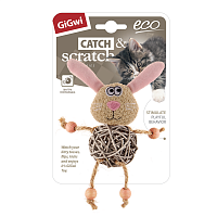 Gigwi игрушка для кошек Заяц с плетеным мячиком с колокольчиком