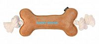 TRIXIE Игрушка для собак "Косточка Happy Catch" на веревке, искусственная замша, 31 см