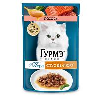 Влажный корм для кошек Гурмэ Перл Соус Де-люкс, с лососем в роскошном соусе, Пауч