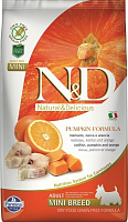 Farmina Natural & Delicious сухой корм для собак мелких пород беззерновой с треской тыквой и апельсином