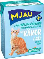 Mjau консервы для кошек Мясные кусочки в соусе с креветками