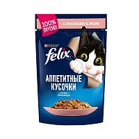 Влажный корм для кошек Felix аппетитные кусочки с лососем, пауч
