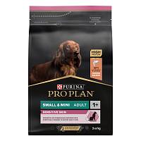 Pro Plan Adult Small&Mini Sensitive Skin с комплексом Optiderma корм для собак мелких и карликовых пород 1-10 кг с чувствительной кожей, со вкусом лосося