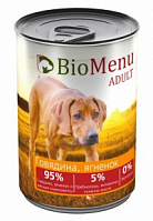 BioMenu Adult консервы для собак Говядина и Ягненок 95% мясо