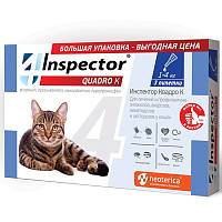 Капли для кошек INSPECTOR Quadro K 3 пипетки 1-4 кг от внешних и внутренних паразитов