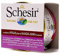 Schesir консервы для кошек цыплёнок с говядиной и рисом