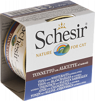 Schesir консервы для кошек тунец в собственном соку со снеткам