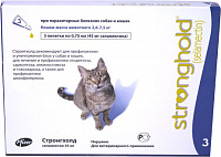 Капли спот-он для собак и кошек 2,6-7,5 кг Zoetis стронгхолд в форме пипеток 45 мг, 3 пипетки/уп