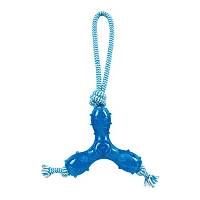 Грызлик Ам Игрушка для собак Треугольник с веревкой Durable Rope Silent 27 см, Голубой