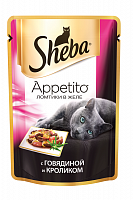 Sheba Appetito говядина и кролик в желе (пауч)
