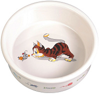 TRIXIE Миска для кошек "Кошка-мышка", керамика 0,2 л, 11,5 см