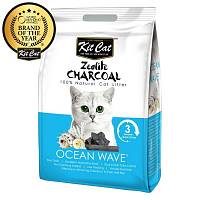 Kit Cat Zeolite Charcoal Ocean Wave цеолитовый комкующийся наполнитель с ароматом океанского бриза - 4 кг