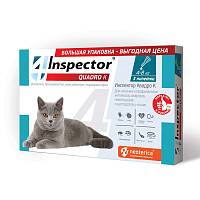 Капли для кошек 4-8 кг INSPECTOR Quadro K от внешних и внутренних паразитов, 3 пипетки