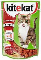 Консервы для кошек Kitekat говядина в соусе (пауч)