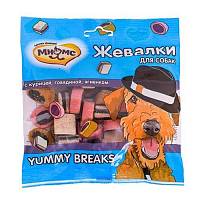 Yummy Breaks лакомство для собак Мнямс Жевалки с курицей, говядиной и ягненком