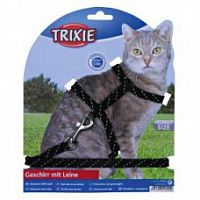 TRIXIE Шлейка для кошек светоотражающая с поводком 30см, 10мм