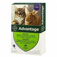 Bayer Advantage капли от блох для кошек свыше 4кг 4 пипетки