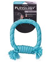 Игрушка для собак Playology хрустящее жевательное кольцо-канат DRI-TECH RING с ароматом арахиса, голубой