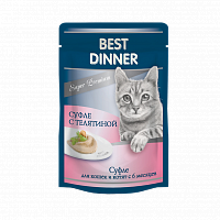 Влажный корм для кошек и котят с 6 месяцев Best Dinner Мясные деликатесы суфле с телятиной, пауч