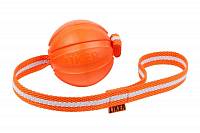 Игрушка для собак мелких и средних пород LIKER Мячик Лайкер Лайн на шнуре, диаметр 7см, оранжевый
