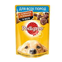 Влажный корм для взрослых собак всех пород Pedigree с телятиной и печенью в желе