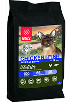 Blitz Adult Cat Chicken & Fish сухой низкозерновой корм для взрослых кошек курица и рыба