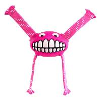 Игрушка для собак ROGZ Flossy Grinz L с принтом "зубы" и пищалкой розовая - 240 мм