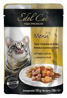 Edel Cat консервы для кошек нежные кусочки в желе с курицей и уткой (пауч)