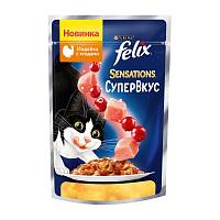 Консервы для кошек Felix Sensations Супервкус, со вкусом индейки и ягод, в желе, Пауч