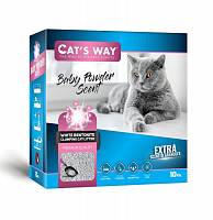 Cats way Box White Cat Litter With Babypowder наполнитель комкующийся для кошачьего туалета с ароматом детской присыпки - 6 л ( коробка)