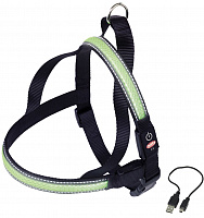 Nobby шлейка для собак светодиодный, на аккумуляторах, зеленый, обхват шеи 60-75 см
