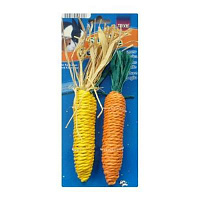 TRIXIE Набор игрушек для грызунов "Морковь и Кукуруза", сизаль 15 см*2шт