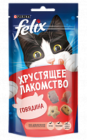 Корм сухой для взрослых кошек FELIX Хрустящее Лакомство. неполнорационный, со вкусом говядины, Пауч
