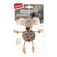Gigwi игрушка для кошек Мышка с плетеным мячиком с колокольчиком
