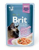 Brit Premium Gravy Salmon fillets консервы для кошек кусочки из филе лосося в соусе (пауч)