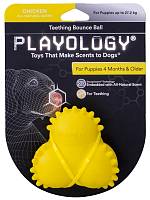 Игрушка для щенков Playology дентальный хрустящий жевательный тройной мяч SQUEAKY BOUNCE BALL с ароматом курицы, желтый